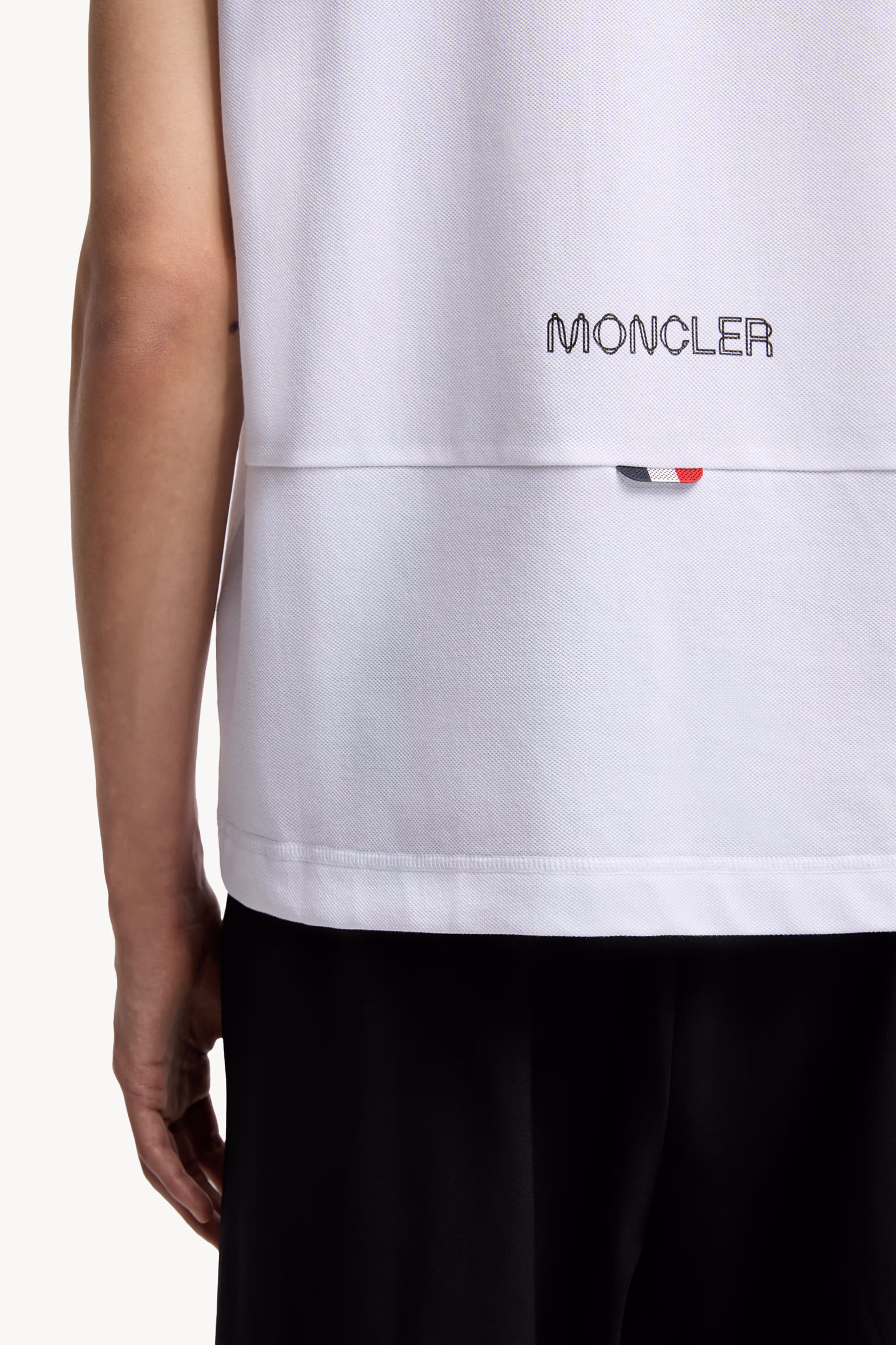 Logo Patch Cotton Piquet Polo Shirt Men White Moncler 6